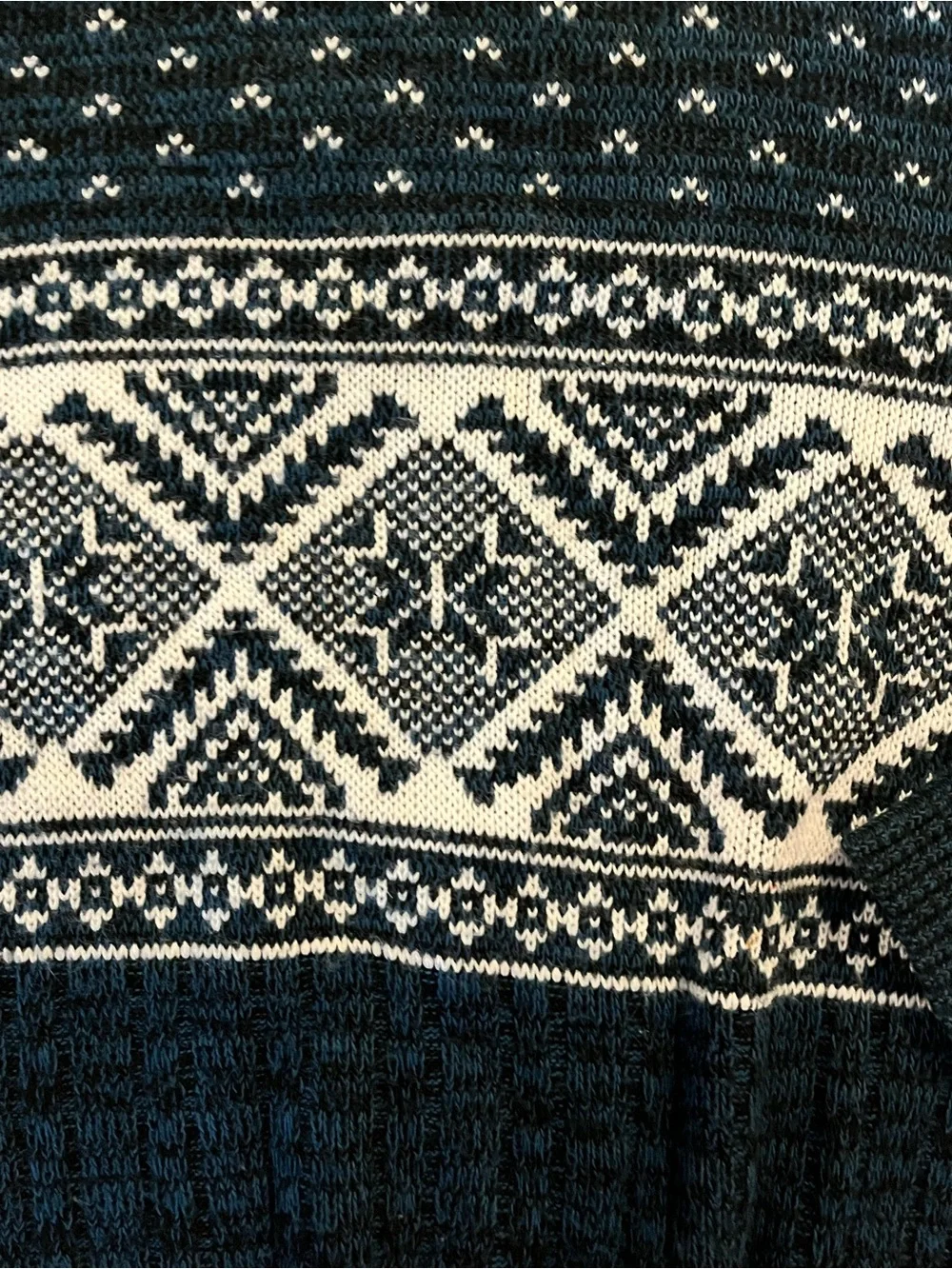 Men's Navy and White Nordic Crewneck Sweater